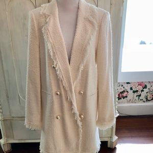 Zara Woman.  White Fringe Coat.  Size Small
